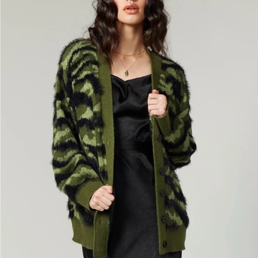Greylin ♥️ Jules Army Eyelash Cardigan Long Sweater
